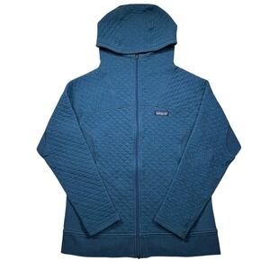 Patagonia‎ Organic Cotton Quilted Hoodie Women's M  Blue Full Zip Jacket